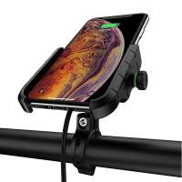 Waterproof 360 degree rotating motorcycle mobile phone holder mount wireless charger 15W output